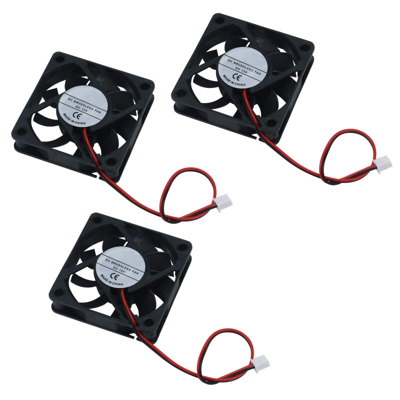 Antrader 3-Pack 60mm x 60mm x 15mm 6015 12V Brushless DC Cooling Fan 2pin for DIY 3D Printer Extruder Humidifier - Image 1